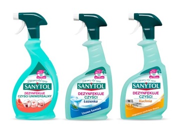 SANYTOL ZESTAW 3xSPRAY GREJPFRUT/ŁAZIENKA/KUCHNIA
