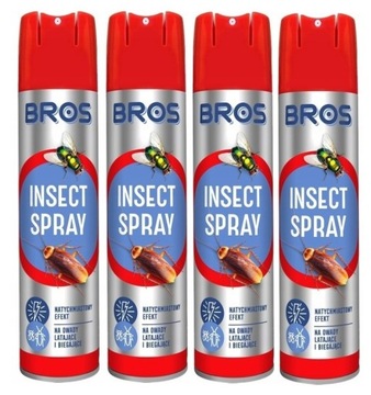 4x BROS INSEKT SPRAY 300ml SKUTECZNY Owady Biegające i Latające