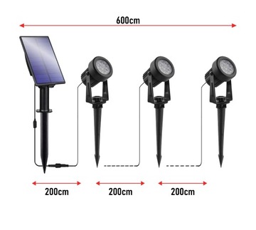 3 светодиодных садовых прожектора с шипами на солнечной батарее IP65
