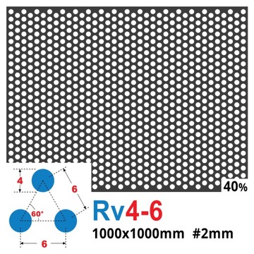 ПЕРФОРИРОВАННЫЙ ЛИСТ РАЗМЕР 1000 х 1000 НЕОБРАБОТАННАЯ СТАЛЬ Gr 2 мм Rv 4-6 КОЛЕСА 4 мм