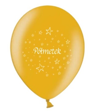 Balony złote z nadrukiem PÓŁMETEK 50 sztuk