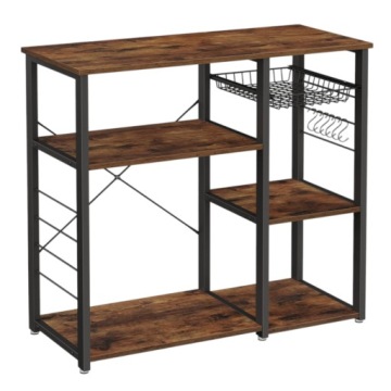 LOFT кухонный стол микроволновая стойка 90x40 корзина крючки RUSTICCAL