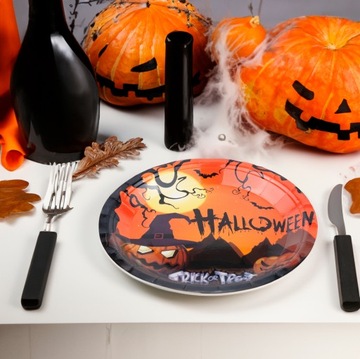 ТАРЕЛКИ ДЛЯ ХЭЛЛОУИНА МАЛЕНЬКАЯ ТАРЕЛКА 10 ШТ. ОДНОРАЗОВЫЕ БУМАЖНЫЕ ТЫКВЫ УЖАСНЫЕ