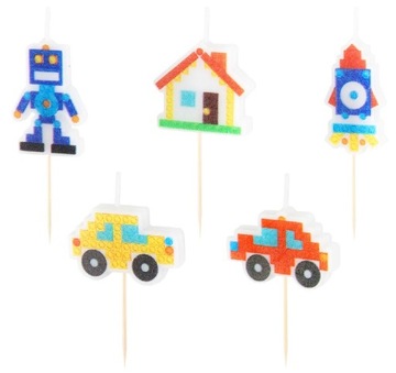 Świeczki urodzinowe 5 sztuk Klocki Lego Block