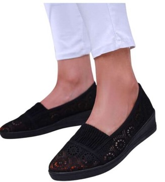 Buty damskie Letnie ażurowe czarne trampki tenisówki 16476