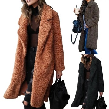 Winter Ladies Casual Long Thicken Plush Warm Cardi