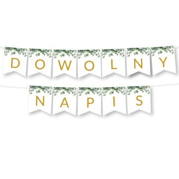 BANER twój DOWOLNY NAPIS eukaliptus personalizowana girlanda -max 20 ZNAKÓW