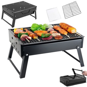 GRILL WĘGLOWY SKŁADANY TURYSTYCZNY 35 x 26,5 cm