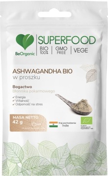 PD Ashwagandha BIO w proszku BeOrganic 42g