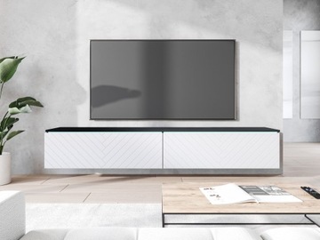 LOWBOARD 180cm BIAŁA MATERA ( jodełka ) ETNA półka RTV stojąca wisząca