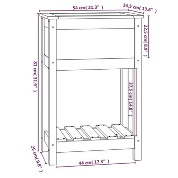 vidaXL Цветочный горшок с полкой Медово-коричневый 54x34,5x81 см Сосна