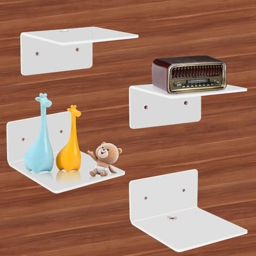 4 настенные полки, ТВ-приставка, акриловая настенная полка для хранения фотографий, белая