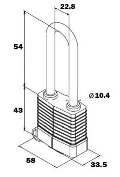 Водонепроницаемый СТАЛЬНОЙ ЗАМОК AGUA MODUS S55AH65