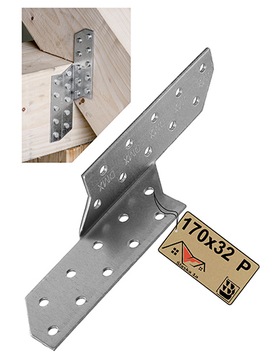 LK2 KĄTOWNIK PŁATWIOWY KROKWIOWY ŁĄCZNIK MONTAŻOWY CIESIELSKI 170x32X PRAWY