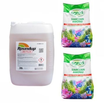 ROUNDUP 360 PLUS 20L BAYER + 2 X5KG SIARCZAN AMONU