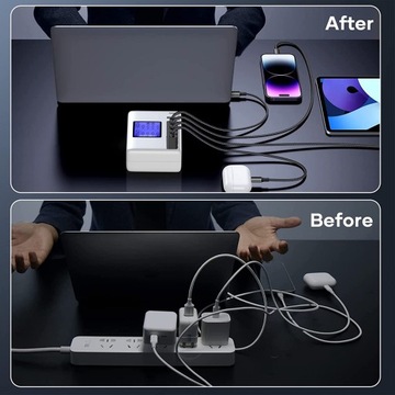 ЗАРЯДНОЕ УСТРОЙСТВО С 8 ПОРТАМИ, С ЖК-ДИСПЛЕЕМ, МНОГОПОРТОВАЯ ЗАРЯДНАЯ СТАНЦИЯ