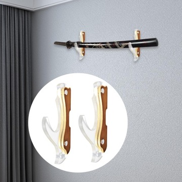 Wieszak na miecze do montażu na ścianie, stojak na miecze do pokoju gier, brązowy, 1-warstwowy stojak