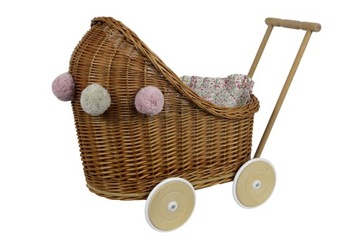 Коляска DOLL, плетеные куклы, коляска с постельным бельем