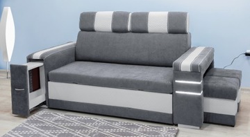 Sofa Kesler 49 podświetl + 2xpufy ruchome zagłówki