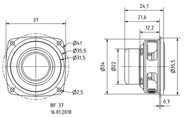 ПОЛНОполосный динамик VISATON BF37 4 Ом, 8 Вт, 37 мм