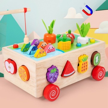 ДЕРЕВЯННАЯ САДОВАЯ ИГРУШКА РАЗВИВАЮЩИЙ КУБ 7 В 1