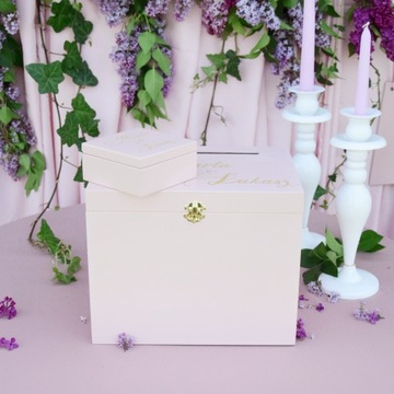 Большая Коробка для КОНВЕРТОВ + ОБРУЧАЛЬНЫХ КОЛЬЦ, пудрово-розовый