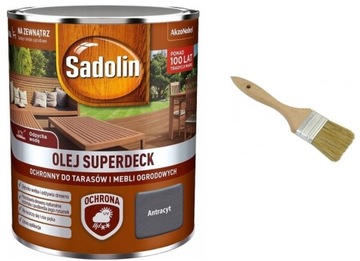 SADOLIN SUPERDECK- olej, antracyt + PĘDZEL 5l