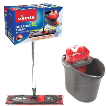 SZEROKI XXL MOP OBROTOWY VILEDA Ultramax Turbo XXL 42CM ZESTAW MOP WIADRO