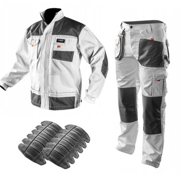 KOMPLET MĘSKIEJ ODZIEŻY ROBOCZEJ BHP BIAŁY ROZ. S