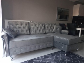 NAROŻNIK GLAMOUR Z FUNKCJĄ SPANIA
