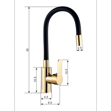 BATERIA KUCHENNA NABLATOWA DAX GIĘTKA CZARNA WYLEWKA PODSTAWA ZŁOTA