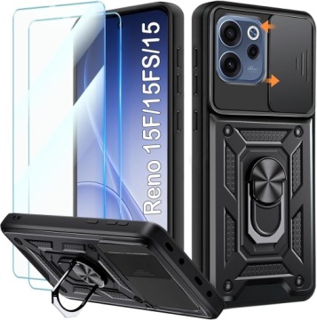 Чехол для Oppo Reno 15 F / Reno 15 FS 5G + 2x CASE RING GLASS PANCER BLACK