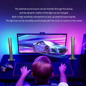 Светодиодная музыкальная лампа RGB, управление через приложение, синхронизация со звуковым компьютером