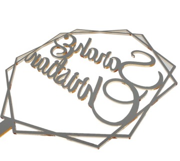 Топпер с именами жениха и невесты ИМЕНА золотое зеркало