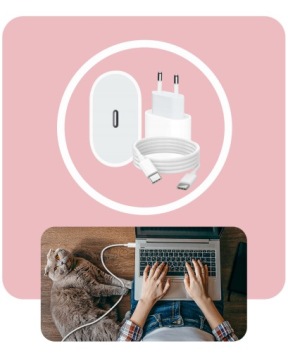 БЫСТРОЕ ЗАРЯДНОЕ УСТРОЙСТВО USB-C 25 Вт + КАБЕЛЬ 1 М для IPHONE 15 / 15 Pro / Plus / Pro Max
