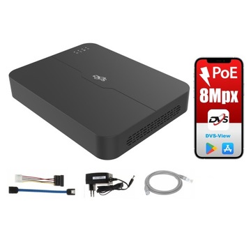 REJESTRATOR MONITORINGU IP SWITCH POE 8 KANAŁÓW DO 8Mpx ONVIF DVS DO KAMER