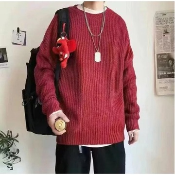 Solid Striped Sweater for Men Autumn Winter Casual