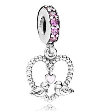 Zawieszka Serce Charms Zakochana Para Srebro S925