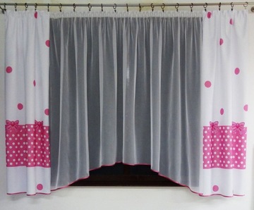 MG ZASŁONKA KOKARDKI róż z taśmą 75X155CM 1SZT