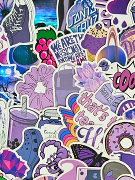 ФИОЛЕТОВЫЕ велосипедные наклейки для ноутбука MIX 50 шт.