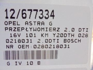 ASTRA II G VÁHA VZDUCHU 0280218031 2,0DTI