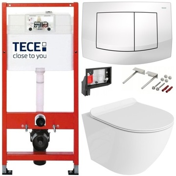 TECE ZESTAW PODTYNKOWY WC MISKA RIMLESS PRZYCISK BIAŁY POŁYSK FRESH 7W1