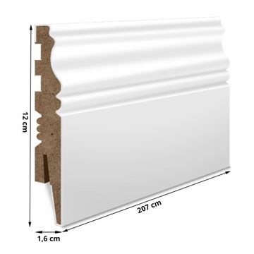 12 БЕЛАЯ ДЕКОРАТИВНАЯ НАПОЛЬНАЯ ПЛАНКА МДФ