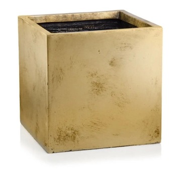 KWADRATOWA ZŁOTA DONICA DONICZKA CERAMICZNA ECOLITE - KWADRAT 25X25 CM
