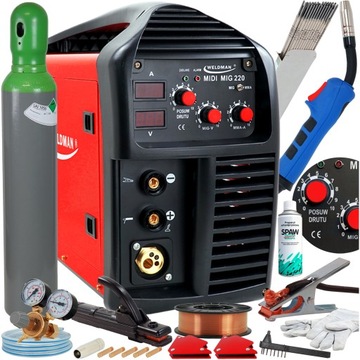 Spawarka MIGOMAT INWERTOROWA MMA 3w1 Weldman MIDI 220A zestaw XL 230V FLUX