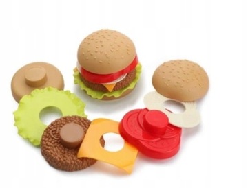 FAST FOOD HAMBURGER Składany ROZŁĄCZANY Układanka Montessori Zabawka