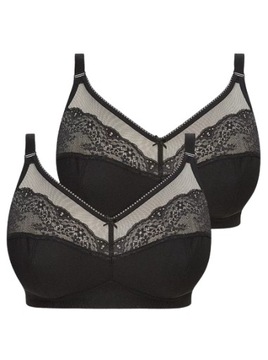 GEORGE miękki biustonosz Black Full Cup Non-Wired Lace Bras 2 Pak 85E