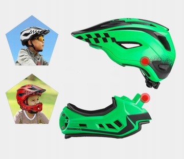 Детский шлем со съемным козырьком ROCKBROS зеленый. М