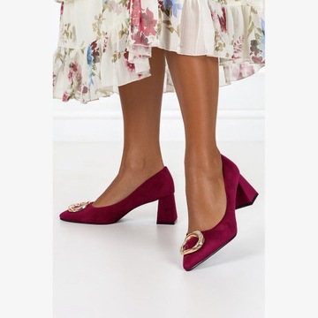 ТУФЛИ С МОДНЫМ ДЕКОРАТОМ, ОКОНЧАТЕЛЬНЫЙ КАБЛУК, ВЫСОКИЙ КАБЛУК НОВИНКА 37