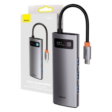 BASEUS ADAPTER PRZEJŚCÓWKA 5W1 HUB USB-C USB HDMI WIELOFUNKCYJNY WYTRZYMAŁY